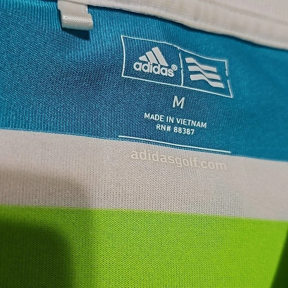 Adidas Striped Multicolor Polo Shirt Medium